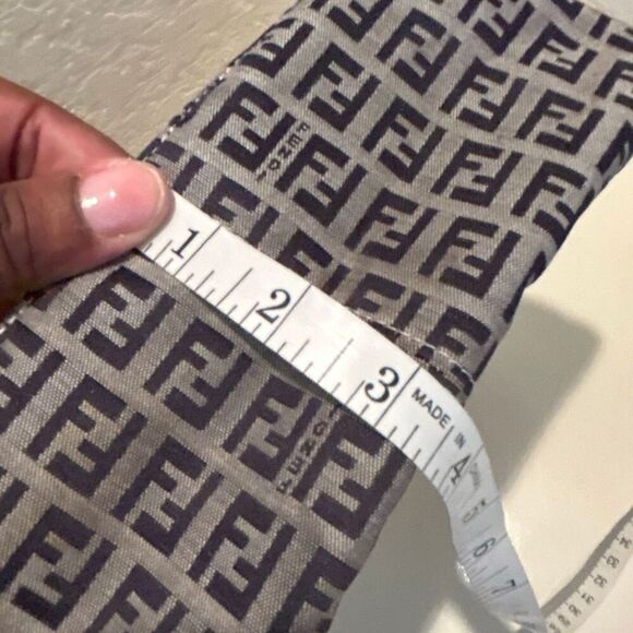 Fendi Zucchino Mini Bag Navy White FF Logo Slouchy Baguette Shoulder Purse - Picture 13 of 15